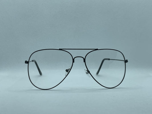 Classic Black Aviator Metal Eyeglass Frame
