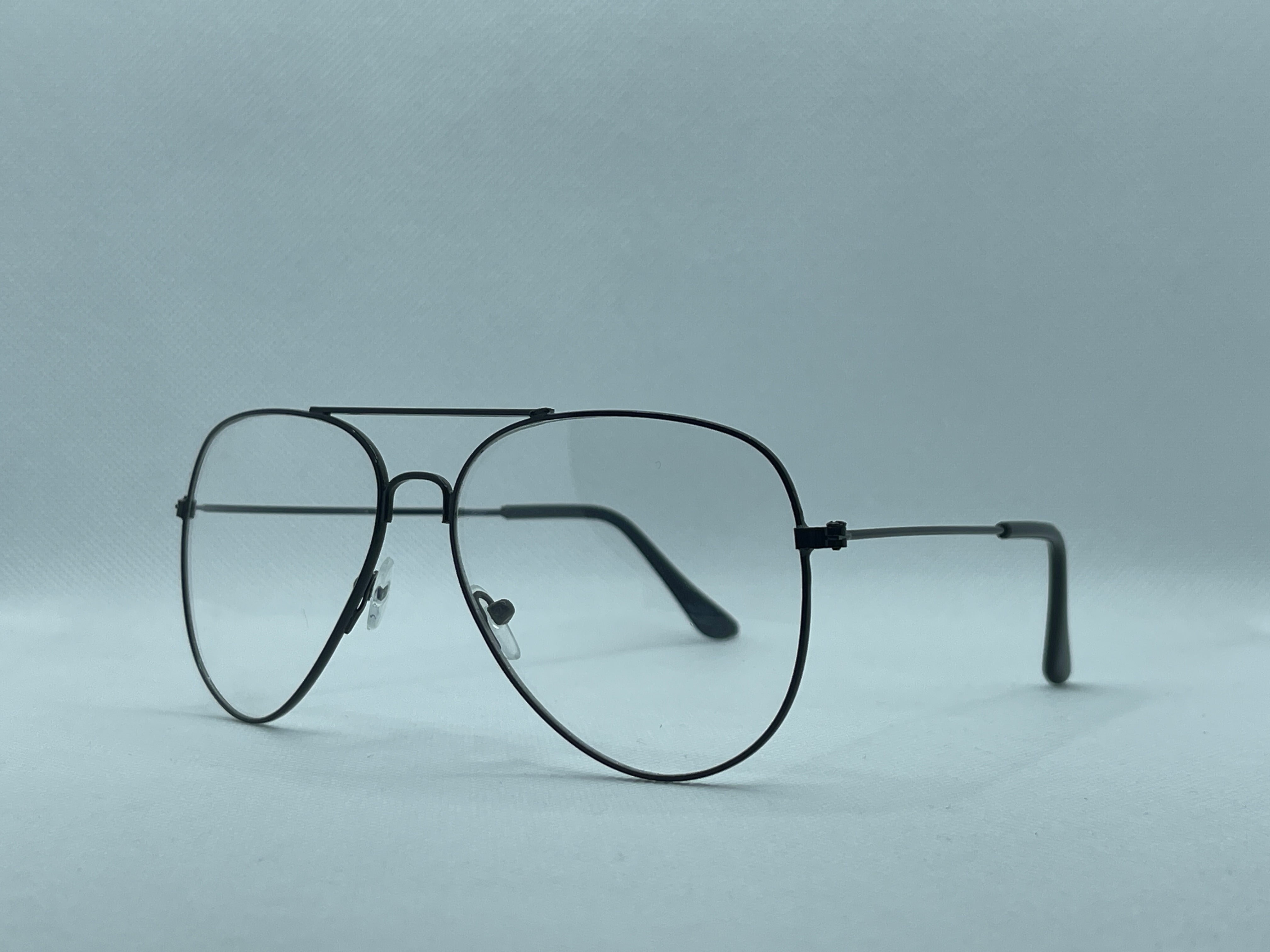 Classic Black Aviator Metal Eyeglass Frame