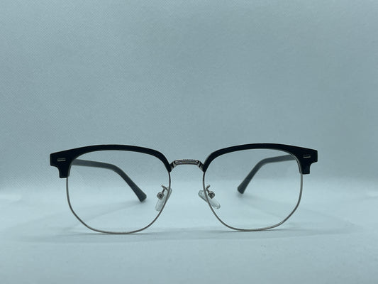 Clubmaster Eyeglasses Black & Silver Metal Frame