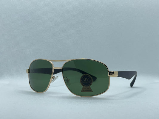 Classic Gold Aviator Sunglasses – Green UV400