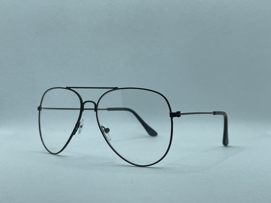 Classic Black Aviator Metal Eyeglass Frame